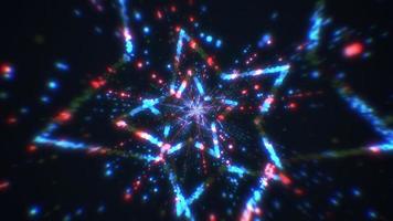 túnel estrela abstrata com luzes vermelhas. túnel futurista com luzes de neon. renderização em 3D foto