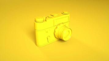 câmera de foto vintage isolada em fundo amarelo. renderização em 3D