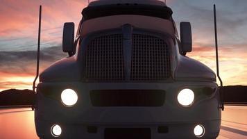 caminhão na estrada, rodovia. transportes, conceito de logística. renderização em 3D foto