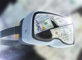 óculos de realidade virtual, negócios, tecnologia, internet e conceito de rede foto