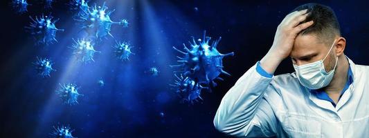 jovem médico contra a nova infecção por coronavírus 2019-ncov. ilustração 3D foto