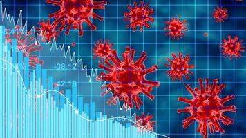 crise covid e o colapso dos mercados, consequências econômicas. ilustração 3D foto