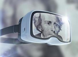 óculos de realidade virtual, negócios, tecnologia, internet e conceito de rede foto