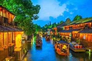 cenário de wuzhen, uma cidade histórica de água cênica em zhejiang, china foto