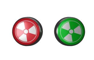 botões de armas químicas e nucleares, fundo branco isolado. trabalho 3D e ilustração 3D foto