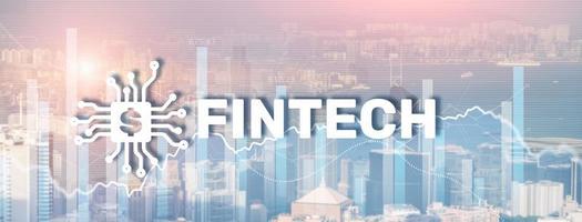 conceito de tecnologia financeira. fintech em citybackground moderno foto