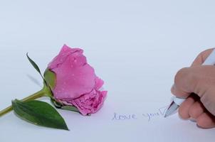 te amo schrift mit rose foto