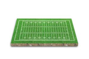 campo de futebol americano com padrão de linha em fundo branco. renderização em 3D foto