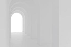 espaço de corredor de arco de arquitetura branca. corredor de curva de arco abstrato. foto