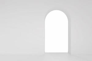corredor de corredor de curva de arco branco com sombra suave. conceito abstrato de design de porta branca. foto