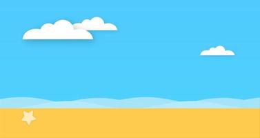 Resumo o mar ao amanhecer céu azul claro com fundo de sol. gráficos de desenho animado pastel gradiente suave. ideias para desenhos ou apresentações infantis. para folhetos de promoção de cartões de viagem foto