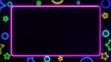estilo cyberpunk retrô dos anos 80. reflexo de lente brilhante de festa de luz de cor néon abstrato em fundo preto. laser show design colorido para tecnologias de publicidade de banners