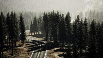 vista aérea em uma estrada sinuosa em dia de verão foto