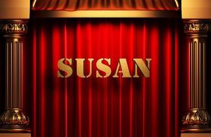Susan palavra dourada na cortina vermelha foto