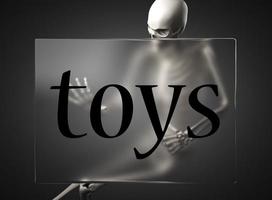 palavra de brinquedos em vidro e esqueleto foto