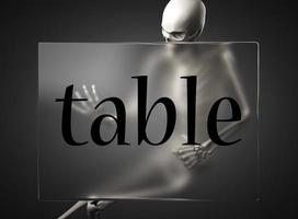 palavra de mesa em vidro e esqueleto foto