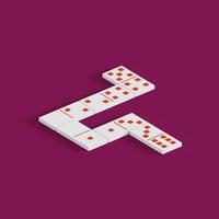 renderização 3D de ilustração de telha de dominó usando estilo voxel. com esquema de cores vermelho, branco e roxo foto