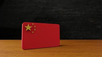 renderização em 3d da bandeira quadrada da china foto