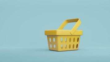 loja de plástico de cesta de compras vazia renderização em 3d foto