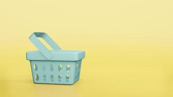 loja de plástico de cesta de compras vazia renderização em 3d foto