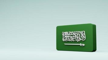 renderização em 3d da bandeira quadrada da arábia saudita foto