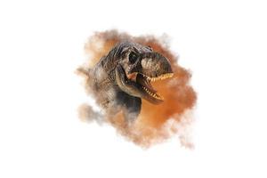 tiranossauro t-rex, dinossauro em fundo de fumaça foto