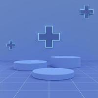 pódio de produto mínimo com ilustração de renderização 3d médica de brilho foto