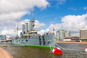 são petersburgo, rússia, 3 de agosto de 2019 aurora protected cruiser museum em são petersburgo foto