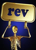 palavra rev e esqueleto dourado foto