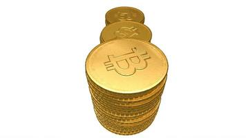 renderização de ilustração 3d de fundo isolado de moeda de ouro bitcoin foto