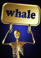 palavra baleia e esqueleto dourado foto