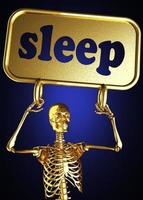 palavra de sono e esqueleto dourado foto