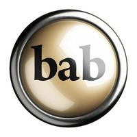 palavra bab no botão isolado foto