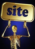 palavra do site e esqueleto dourado foto