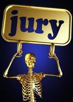 palavra do júri e esqueleto dourado foto