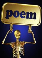 palavra poema e esqueleto dourado foto