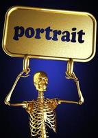 palavra de retrato e esqueleto dourado foto