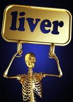 palavra fígado e esqueleto dourado foto