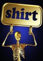 palavra de camisa e esqueleto dourado foto