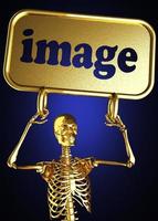 palavra de imagem e esqueleto dourado foto