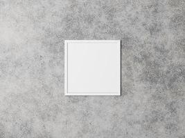 moldura quadrada branca no fundo de uma parede de concreto. interior grunge. renderização 3D.