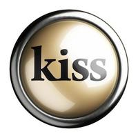palavra de beijo no botão isolado foto