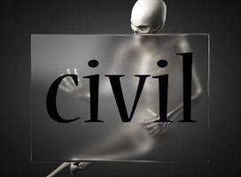 palavra civil em vidro e esqueleto foto