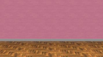 ilustração de fundo de parede de tijolo de piso rosa de madeira renderização em 3d