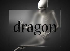 palavra dragão em vidro e esqueleto foto