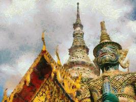 phra kaew temple e as ilustrações do grand palace bangkok criam um estilo impressionista de pintura. foto