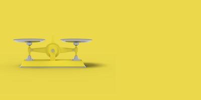escalas amarelas em um fundo amarelo. imagem abstrata. negócio de conceito mínimo. renderização 3D. foto
