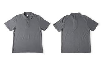 maquete de camisa polo cinza realista vista frontal e traseira isolada no fundo branco com traçado de recorte foto