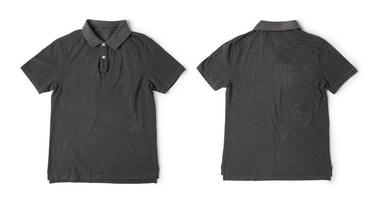 maquete de camisa polo cinza realista vista frontal e traseira isolada no fundo branco com traçado de recorte foto