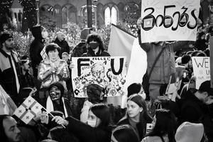 Tbilisi, Geórgia, 2022 - multidão de manifestantes protesta na rua foto